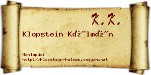 Klopstein Kálmán névjegykártya